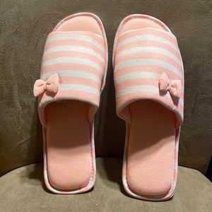 Avon Striped Slippers with Bow Detail, Size XL (11-12)